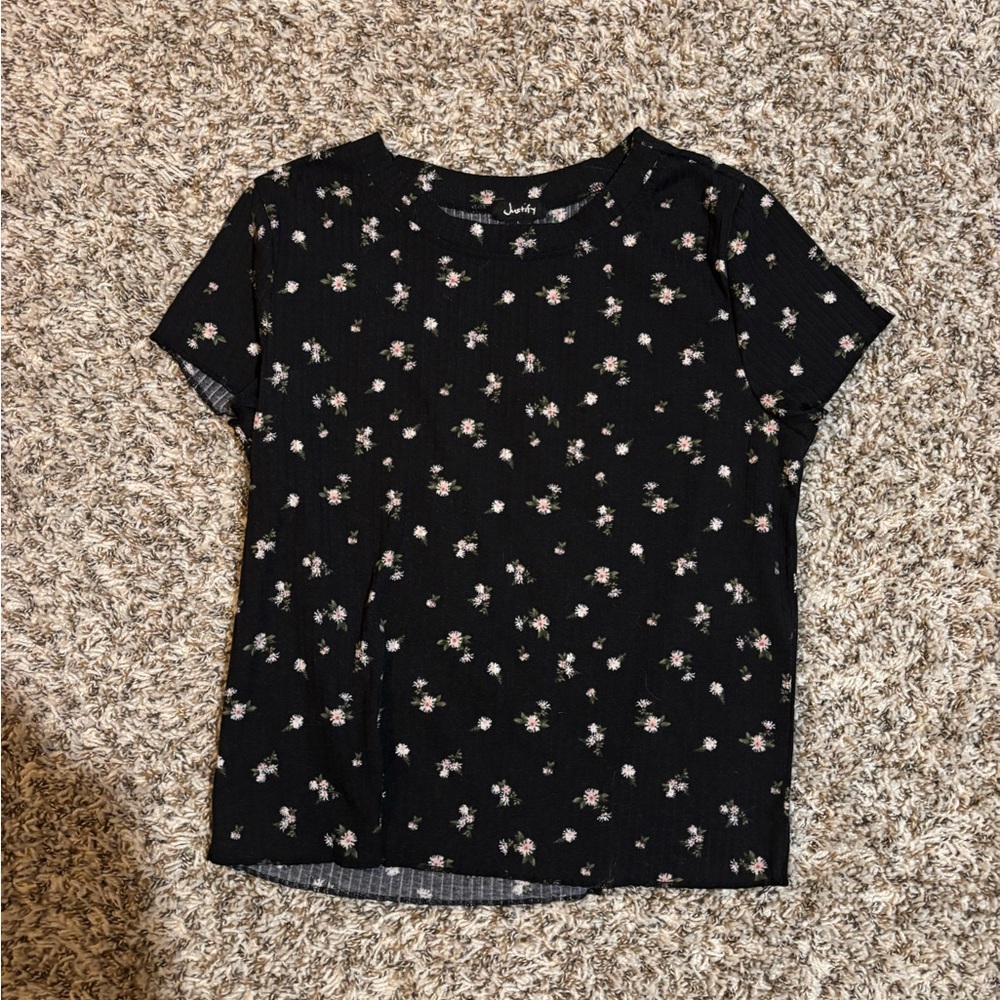 Justify Black Floral Tee